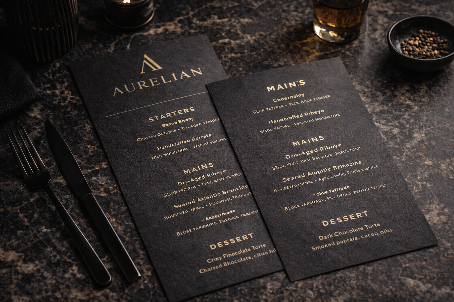 Aurelian menu design